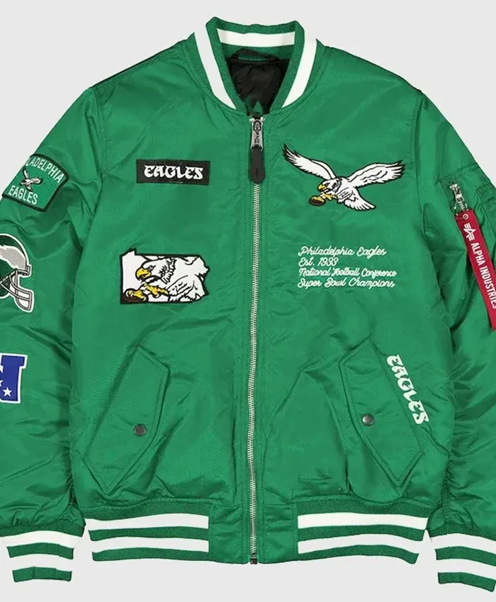 Philadelphia Eagles New Era x Alpha Bomber Jacket