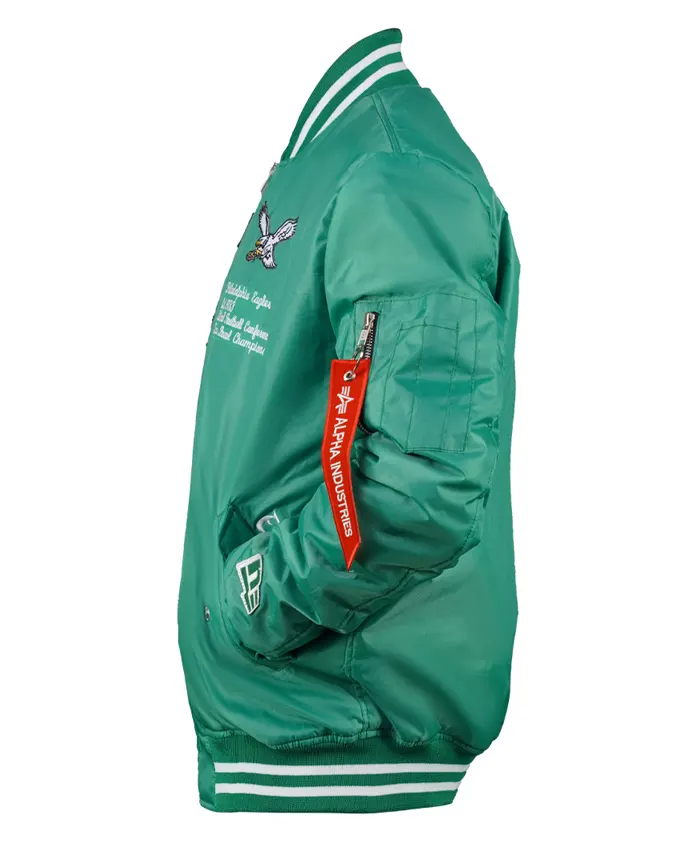 Philadelphia Eagles New Era x Alpha Industries Green MA-1 Bomber Jacket