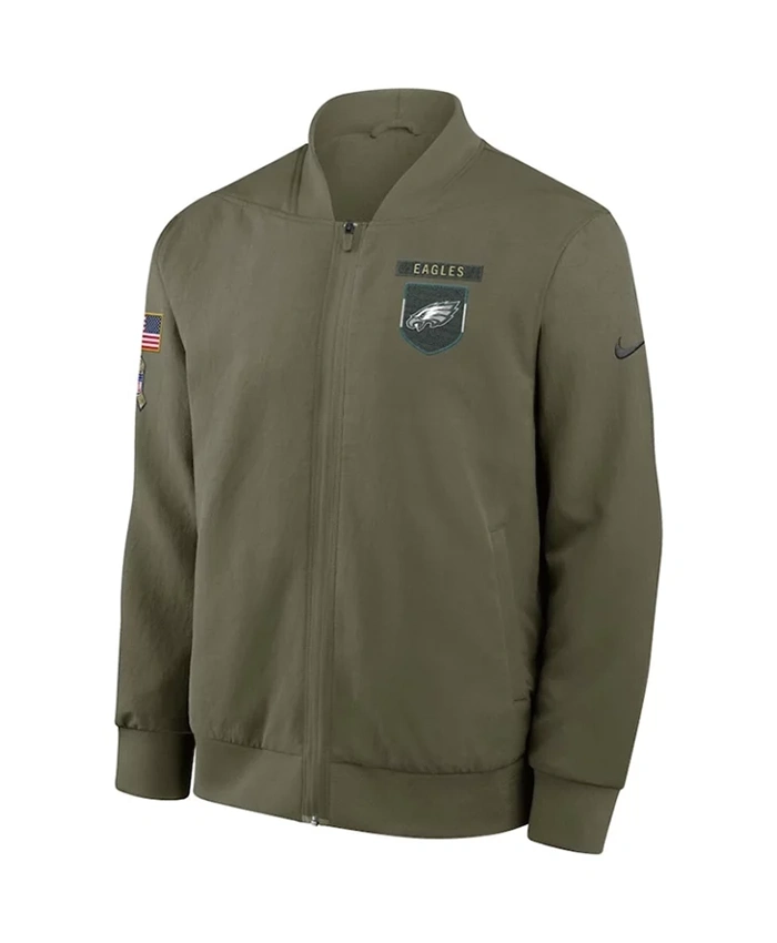 Philadelphia Eagles Salute to Service Olive Bomber Jacket