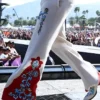 Rapper Shaboozey 2025 Coachella White Suit with Red Accents and Embroidery