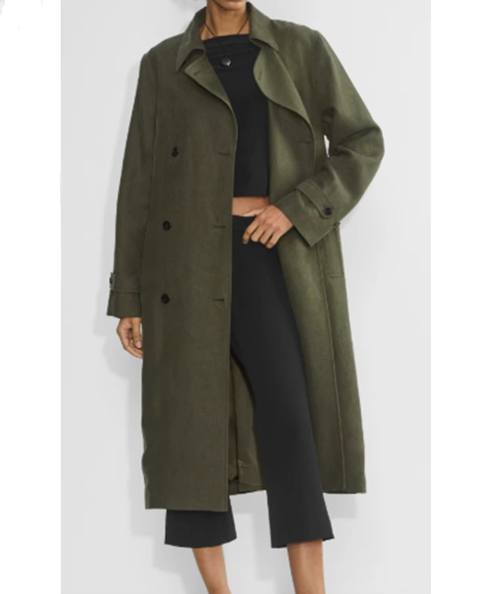 Renee Curry Law and Order SVU S27 Olive Cotton Coat For Sale