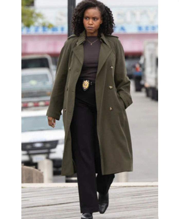 Renee Curry Law and Order SVU S27 Olive Cotton Coat