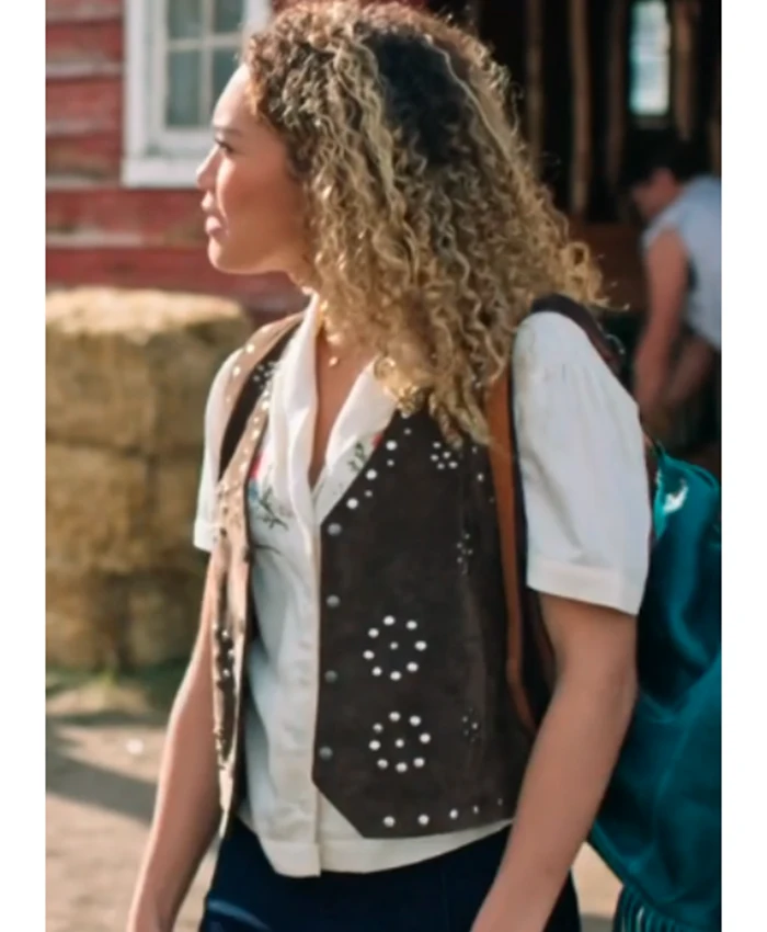 River Heartland S19 Brown Suede Studded Vest