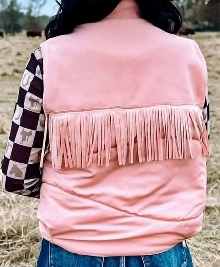 Rodeo 2025 Blush Fringe Pink Vest For Sale