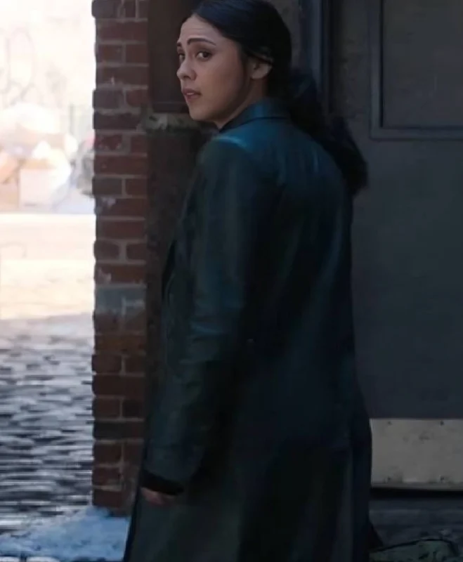 Rosa Salazar Play Dirty Black Leather Coat Front Back