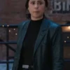 Rosa Salazar Play Dirty Black Leather Coat Front Front