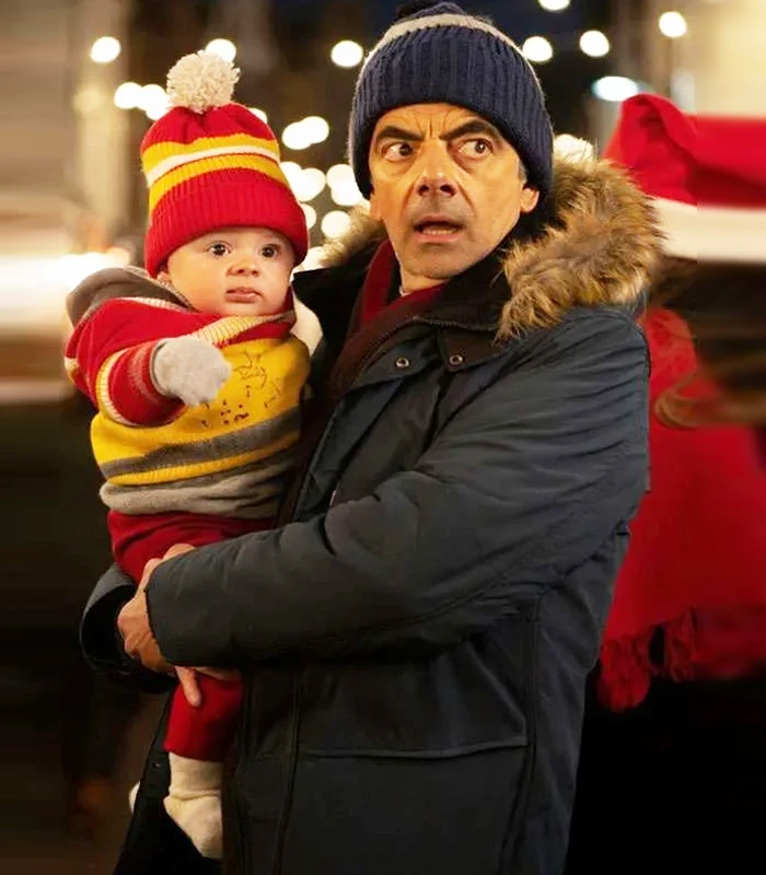 Rowan Atkinson Man VS Baby S01 Blue Parka Jacket For Sale