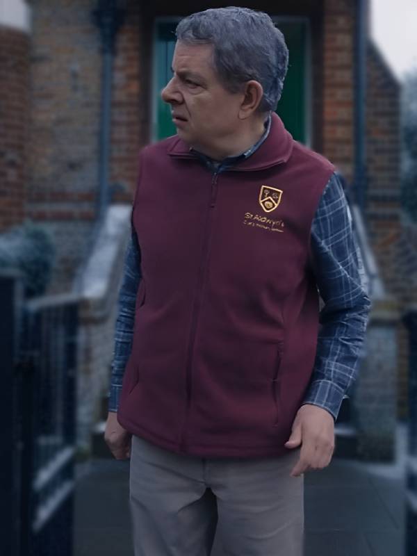 Rowan Atkinson Man vs Baby Maroon Vest