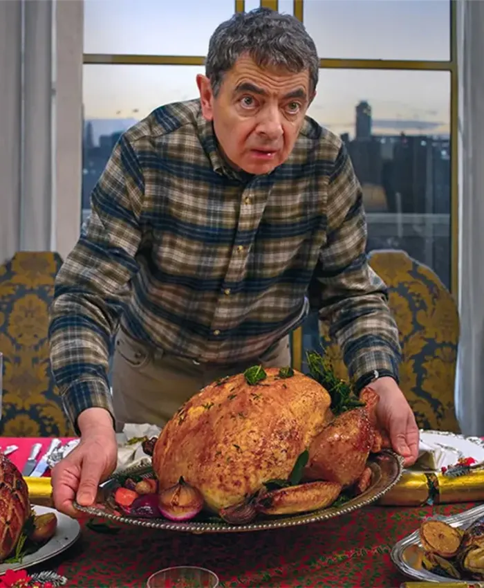 Rowan Atkinson Man vs Baby Plaid Shirt