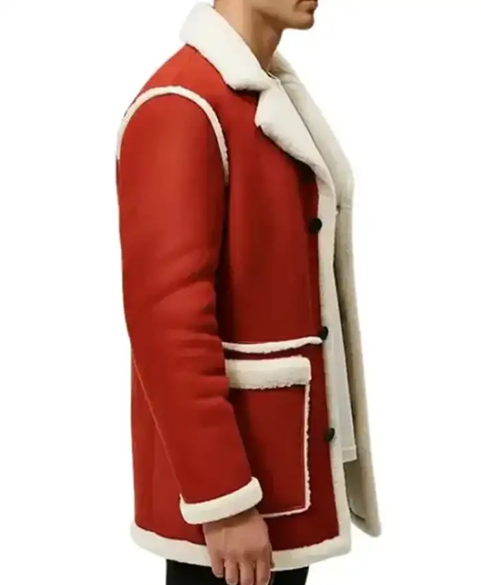 Santa Claus Red Christmas Shearling Jacket For Sale