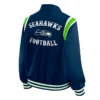 Seattle Seahawks Lightweight Navy Varsity Full-Snap Satin Jacket