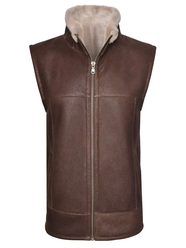 Sheepskin Lined Leather Vest