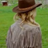 Shop Alison Sweeney Finding Mr Christmas S02 Fringe Suede Jacket