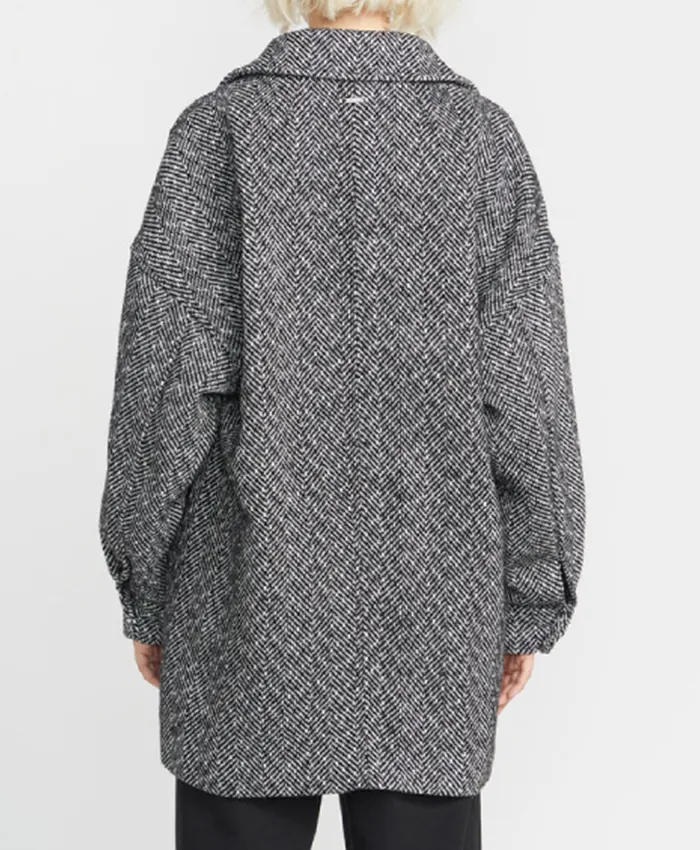 Shop Ashley Jensen Shetland S10 Grey Herringbone Coat