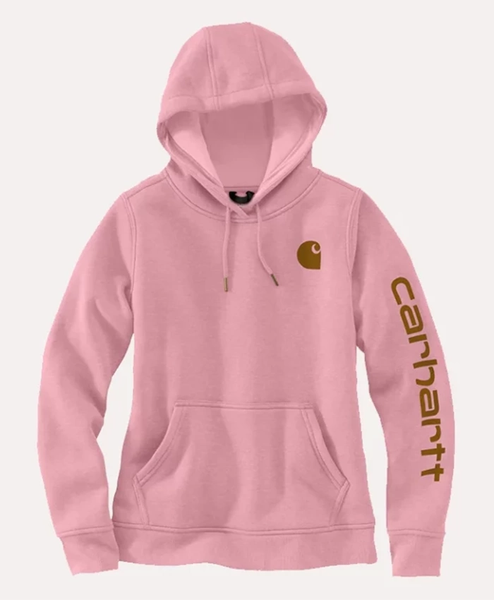 Shop Carhartt Sleeve Logo Pink Hoodie