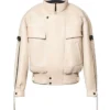 Shop Cynthia Erivo Access Hollywood 2025 Beige Leather Jacket