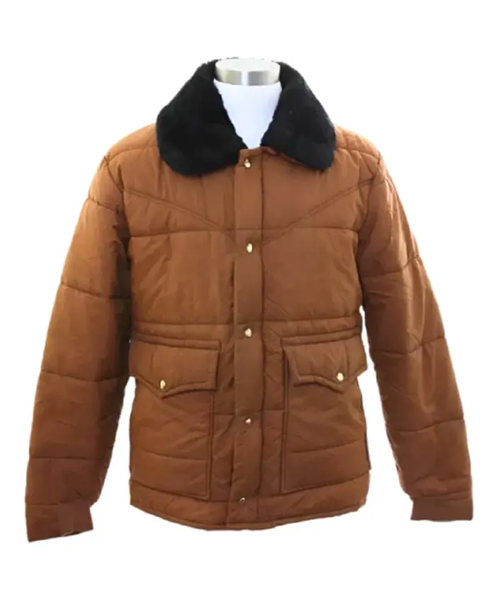 Shop David Harbour Stranger Things S05 Brown Puffer Jacket