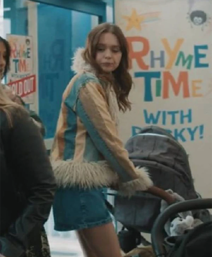 Shop Gemma Daddy Issues S02 Colourblock Stripe Fur Collar Jacket