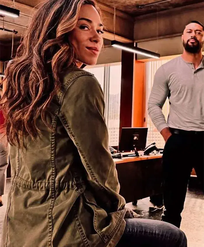 Shop Jessica Camacho Countdown S01 Green Cotton Jacket