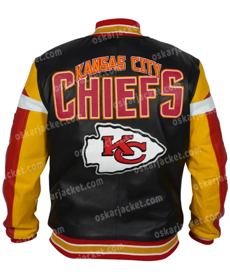 Shop Kansas City Chiefs Full Zip-Up Black Leather Varsity Jacket