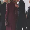 Shop Kate Middleton Burgundy Long Coat
