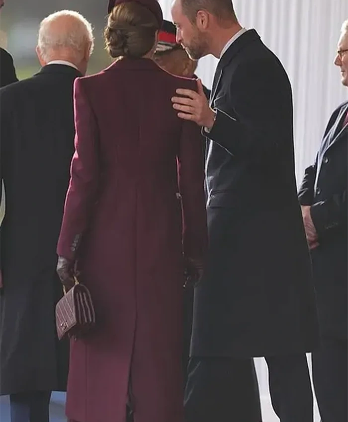 Shop Kate Middleton Burgundy Long Coat