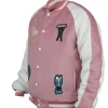 Shop Momo Ayase Dandadan Pink Varsity Jacket