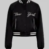 Singer Shoshana Bean New York Yankees Black Satin Starter Jacket