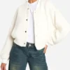 Stacey Solomon Stacey and Joe S02 White Bomber Jacket For Sale
