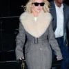 Sydney Sweeney NYC 2025 Grey Shearling Coat