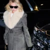 Sydney Sweeney NYC 2025 Grey Shearling Coat For Sale