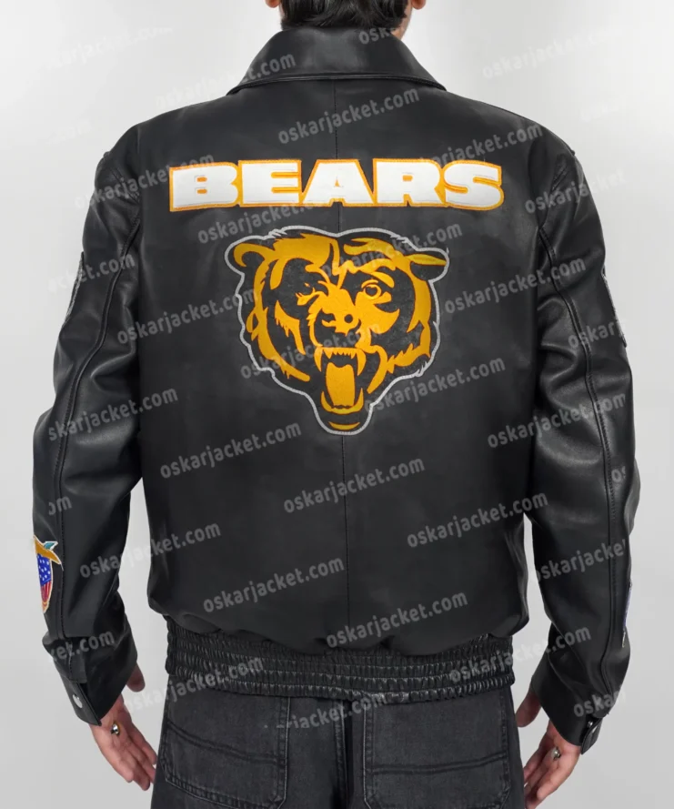 Team Chicago Bears Black Leather Jacket For Sale
