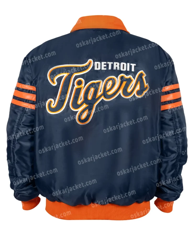 The Captain II Detroit Tigers Varsity Satin Blue Full-Zip Jacket