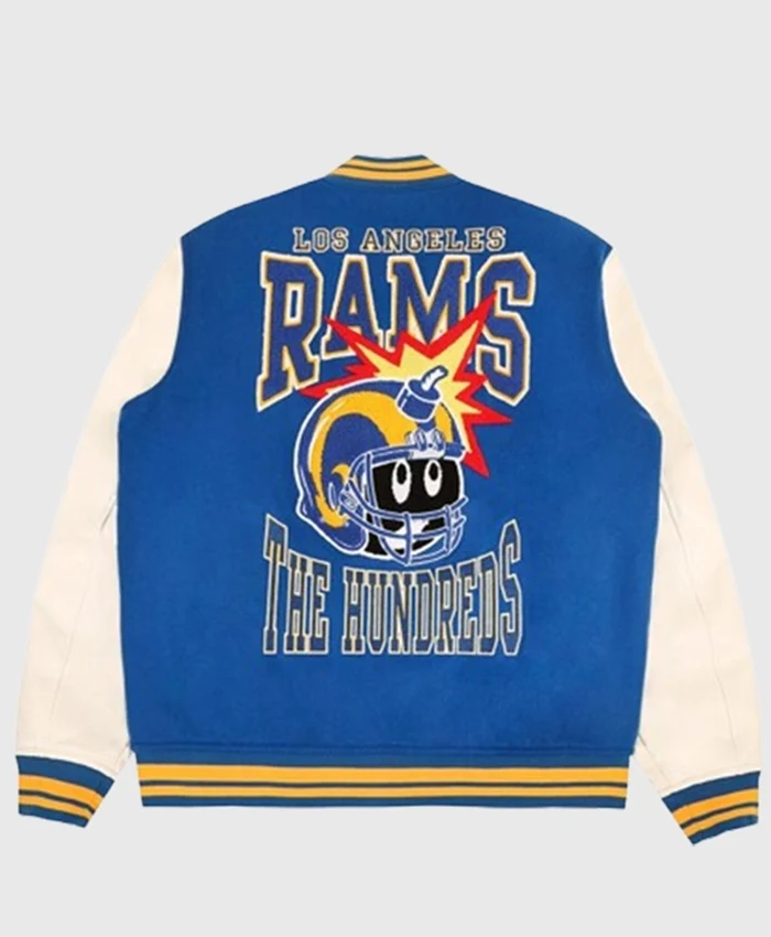The Hundreds x Los Angeles Rams Blue Varsity Jacket For Sale