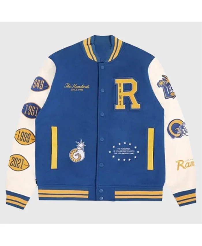 The Hundreds x Los Angeles Rams Blue Varsity Jacket
