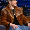 The Tonight Show Starring Jimmy Fallon 2025 Pete Davidson Brown Suede Leather Jacket