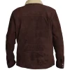 Rick Grimes Season 5 suede leather jacket with shearling collar and zipper closure