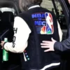 Tiffany Haddish NYC 2025 NBA on NBC Black & Cream Letterman with 90s Graphic Patches Varsity Jacket