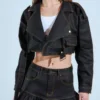 Trisha Mann Beyond the Gates Denim Cropped Jacket For Sale