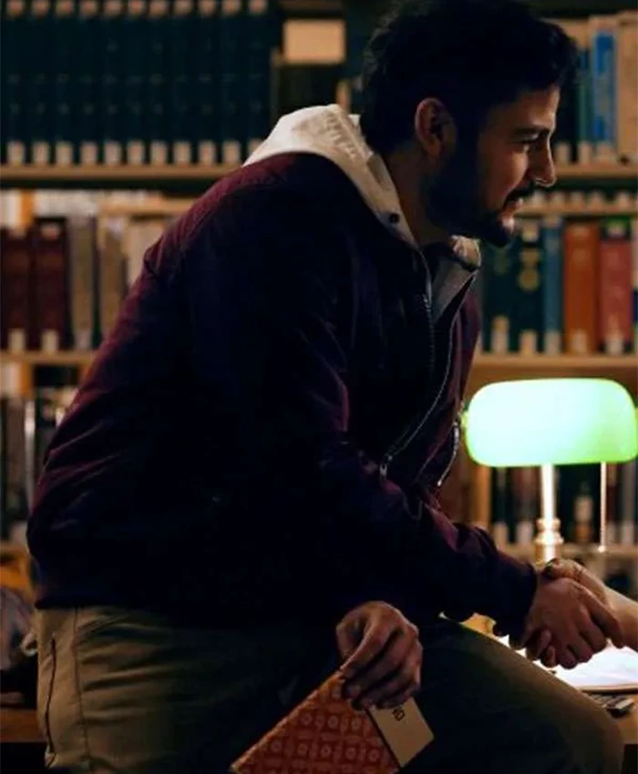 Tyler Hynes Christmas Above the Clouds Maroon Bomber Jacket For Sale