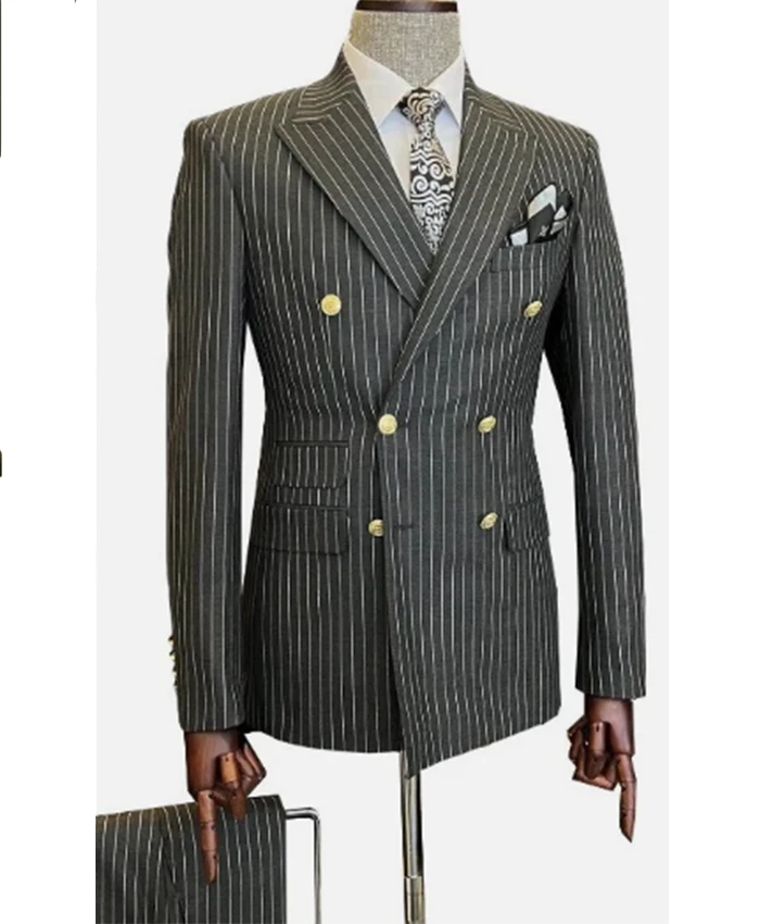Tyson Tulsa King S03 Striped Gold Button Suit For Sale