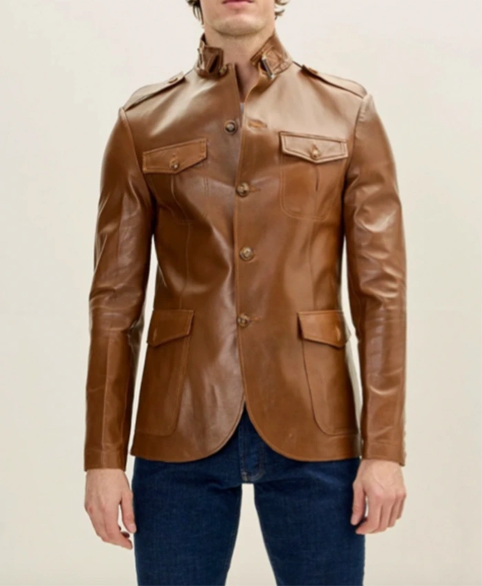 Vernon Dupree Beyond the Gates Brown Leather Jacket For Sale