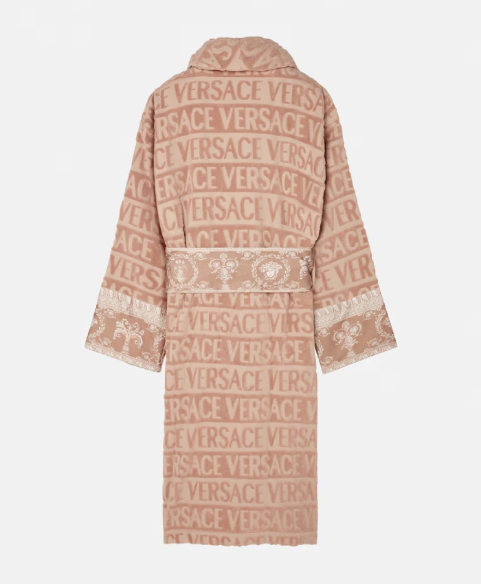 Versace Beige Baroque Printed Belt Bathrobe