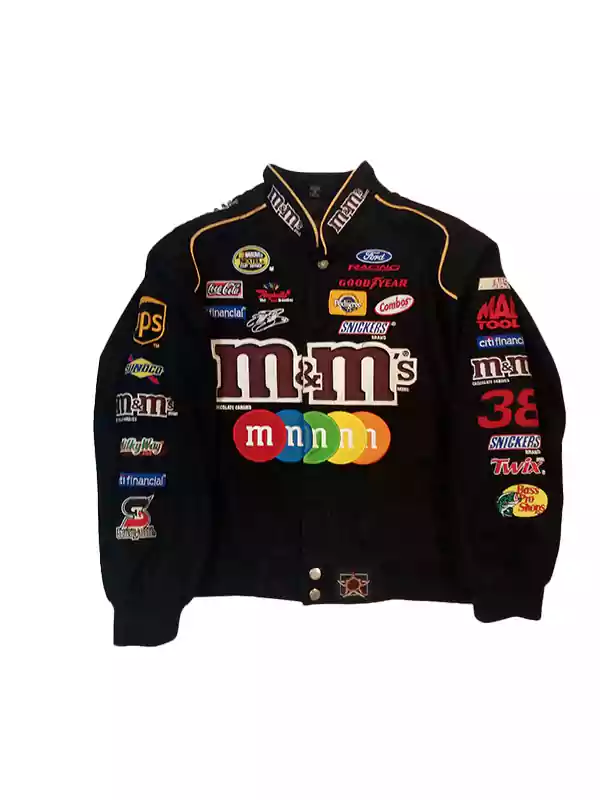 Vintage JH Design M&M NASCAR Racing Black Jacket