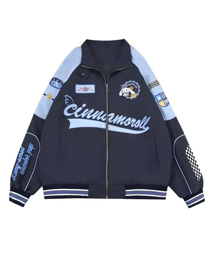 Women Blue Cinnamoroll Polyester Racer Jacket