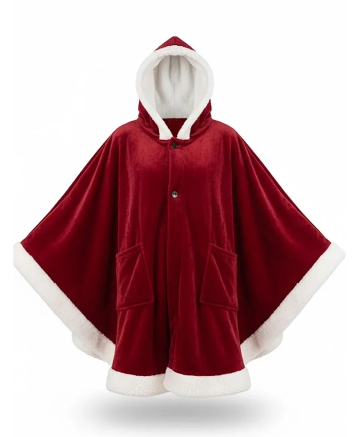 Women Hooded Christmas Velvet Poncho