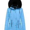 Women Winter Blue Puffer Hooded Jacket