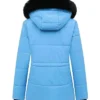 Women Winter Blue Puffer Hooded Jacket For Sale