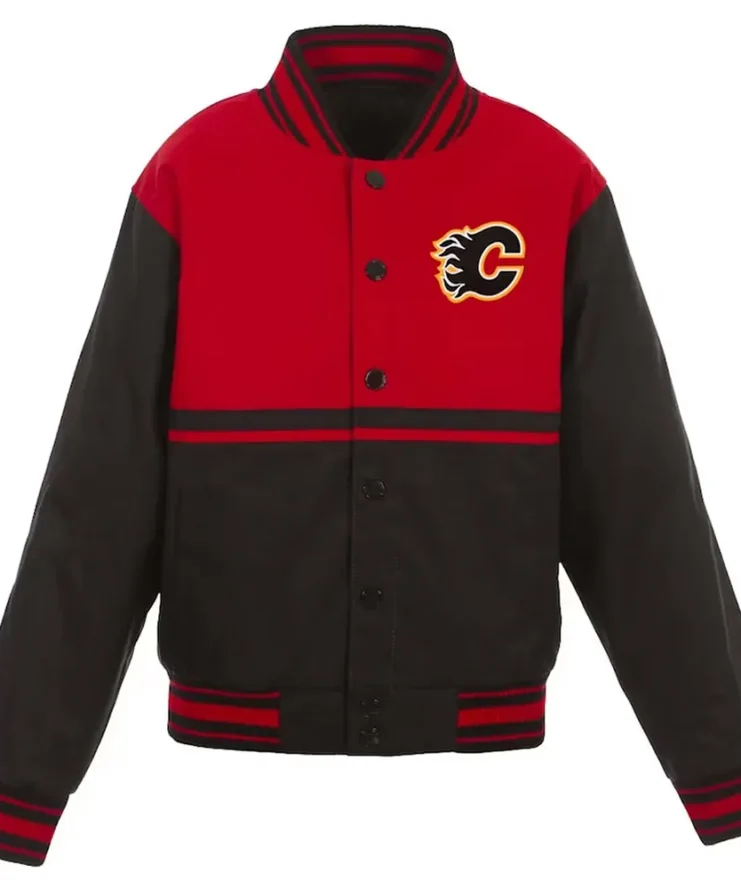 Youth Calgary Flames Black and Red Jacket