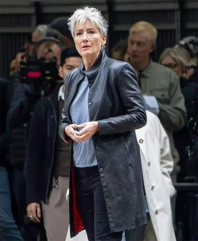 Zoë Boehm TV-Series Down Cemetery Road Emma Thompson Black Leather Coat